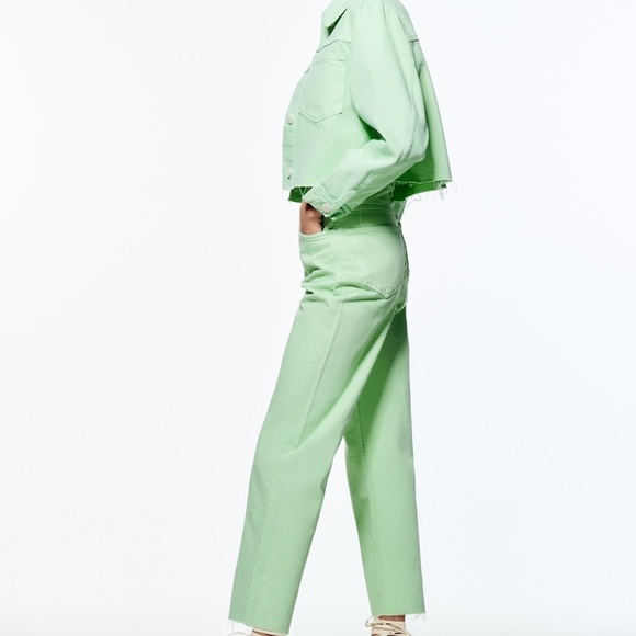 ZARA 2pcs Cropped Denim Jacket + Straight Cropped Jeans Coord Set BNWT - Picture 2 of 7